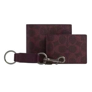 COACH Signature Canvas 3-1 Wallet set in Currant/Gunmetal